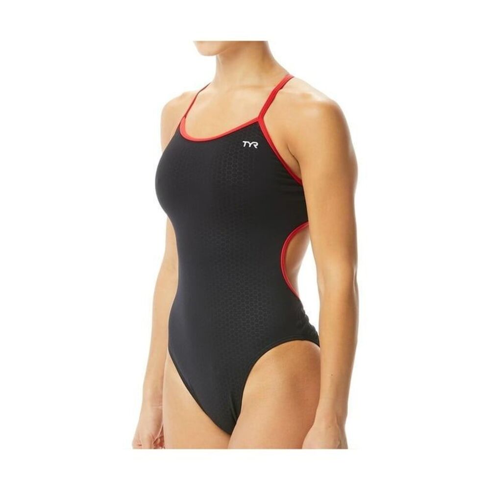 TYR NWT Hexa Durafast Performance Trinityfit One Piece Swimsuit Black/Red Size X